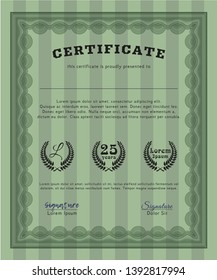 Green Classic Certificate template. Customizable, Easy to edit and change colors. With complex background. Money design. 