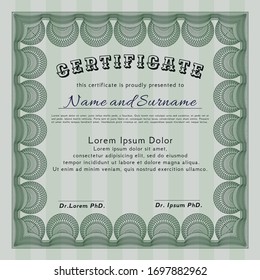 Green Classic Certificate template. Customizable, Easy to edit and change colors. With guilloche pattern and background. Artistry design. 