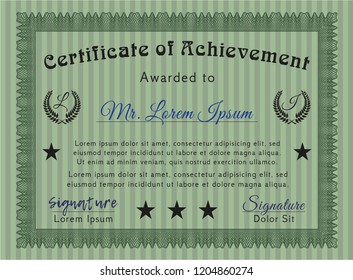Green Classic Certificate template. Detailed. With great quality guilloche pattern. Superior design. 