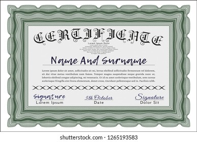 Green Classic Certificate template. Easy to print. Good design. Customizable, Easy to edit and change colors. 