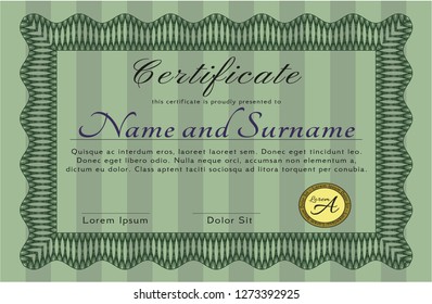 Green Classic Certificate template. Elegant design. With background. Customizable, Easy to edit and change colors. 