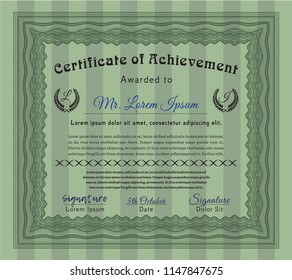 Green Classic Certificate template. Excellent design. Complex background. Detailed. 