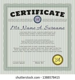 Green Classic Certificate template. Excellent design. Customizable, Easy to edit and change colors. With linear background. 