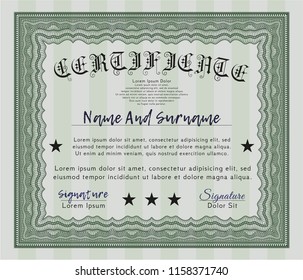 Green Classic Certificate template. With great quality guilloche pattern. Good design. Customizable, Easy to edit and change colors. 
