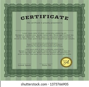 Green Classic Certificate template. With great quality guilloche pattern. Excellent design. Detailed. 