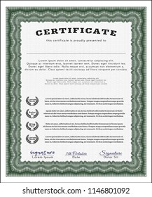 Green Classic Certificate template. With guilloche pattern and background. Nice design. Detailed. 