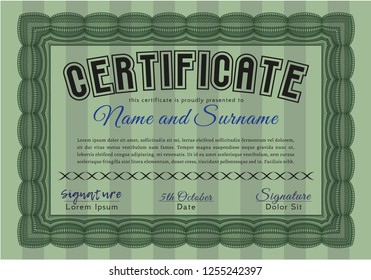 Green Classic Certificate template. With linear background. Good design. Customizable, Easy to edit and change colors. 