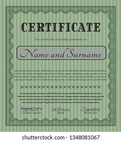 Green Classic Certificate template. With linear background. Customizable, Easy to edit and change colors. Cordial design. 
