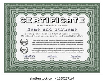 Green Classic Certificate template. Lovely design. Customizable, Easy to edit and change colors. Complex background. 