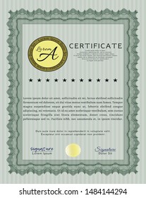 Green Classic Certificate template. Perfect design. Complex background. Customizable, Easy to edit and change colors. 