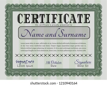 Green Classic Certificate template. Printer friendly. Money design. Customizable, Easy to edit and change colors. 