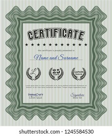 Green Classic Certificate template. Printer friendly. Excellent design. Detailed. 