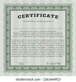 Green Classic Certificate template. Printer friendly. Money style design. Vector illustration. 