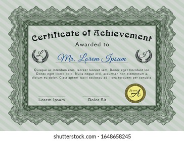 Green Classic Certificate template. Printer friendly. Detailed. Perfect design. 