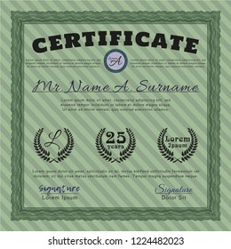 Green Classic Certificate template. Superior design. Detailed. Complex background. 