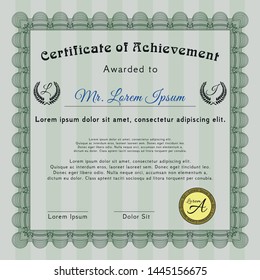 Green Classic Certificate template. Superior design. Detailed. Complex background. 