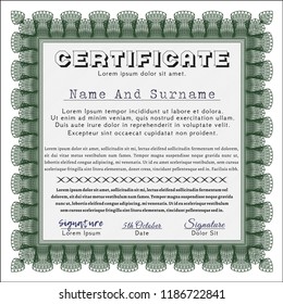 Green Classic Certificate template. Vector illustration. Easy to print. Excellent design. 