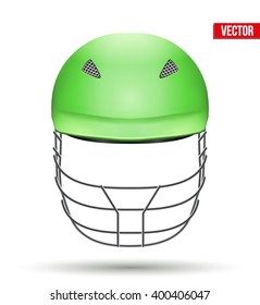 Green Classic Cricket Helmet Front View. Sport symbol and equipment. Vector Illustration isolated on white background.