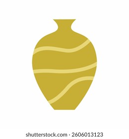 Green clay vase on white background. illustration on pottery.