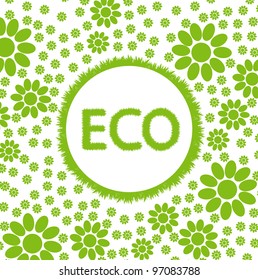 Green and clean ecology earth globe concept vector background with flowers around it