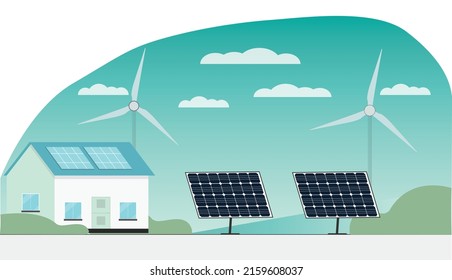Green and clean energy with house vector design 