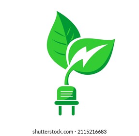 Green Clean Energy Logo. Green Energy Transition. Preservation Of The Environment. Vector On Transparent Background