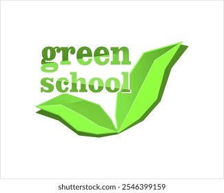 Vetor de logotipo verde e limpo da escola ambiental