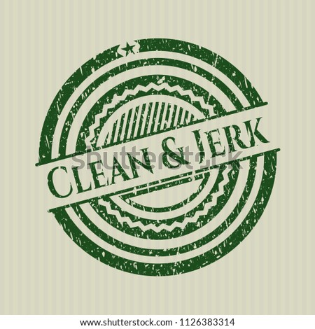 Green Clean & Jerk distressed rubber stamp