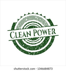 Green Clean Power grunge stamp