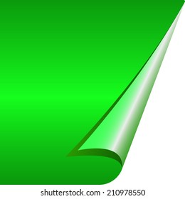 Green clean sheet of paper with a folded corner