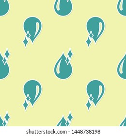 Green Clean water drop icon isolated seamless pattern on yellow background.  Vector Illustration