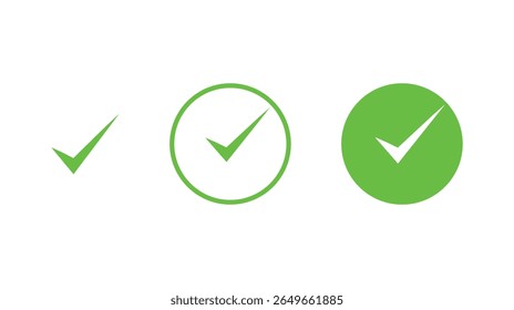 Hacer clic verde la marca de verificación Botón de Vector, Vector Diseño Marca de verificación Conjunto de iconos de marca verde, Icono de signo de calidad. Símbolo de lista de comprobación. Compruebe la marca de verificación verde,
Colección de los símbolos de marca de verificación
