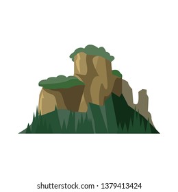 Green cliffs vector illustration. Rock, steep, alpinism. Mountains concept. Vector illustration can be used for topics like nature, landscape, geology