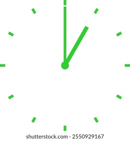 green clock at 1 am or 1 pm or 13