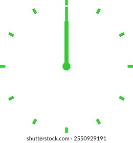 green clock at 12 am or 12 pm or 24