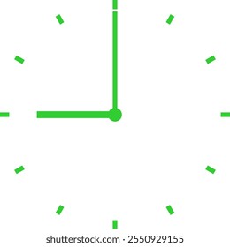 green clock at 9 am or 9 pm or 21