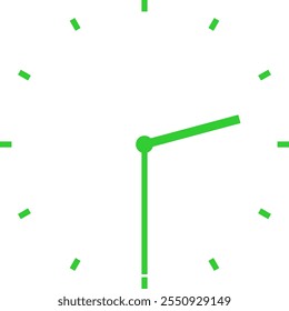 green clock illustration at half past two