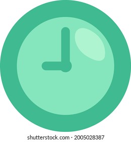 Green clock, illustration, vector on a white background.
