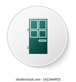 Green Closed door icon isolated on white background. White circle button. Vector Illustration