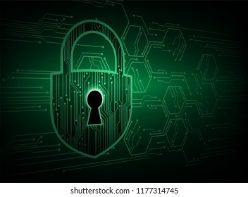 Green Closed Padlock on digital background, cyber security