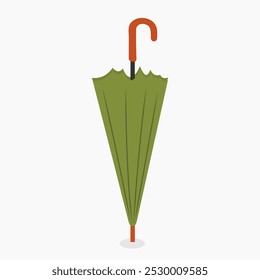 Green closed umbrella vector illustration isolated on white background