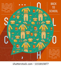 Green cloth back to school background with school uniform in yellow color vector illustration