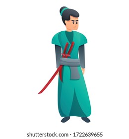 Icono de ropa verde samurai. Dibujo de ropa verde samurai icono vector para el diseño web aislado en fondo blanco