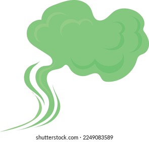 Green cloud. Cartoon garbage smell. Toxic scent isolated on white background