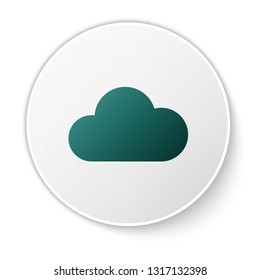 Green Cloud icon isolated on white background. Green circle button. Vector Illustration
