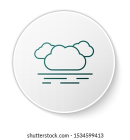 Green Cloud icon isolated on white background. White circle button. Vector Illustration