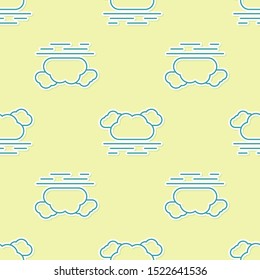 Green Cloud icon isolated seamless pattern on yellow background.  Vector Illustration