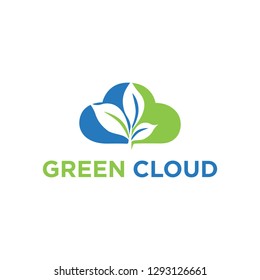 Green Cloud Leaf tree Logo Template