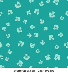 Green Cloud or online library icon isolated seamless pattern on green background. Internet education or distance training.  Vector Illustration