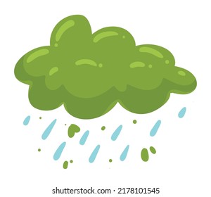 icono de ecología de lluvias en la nube verde